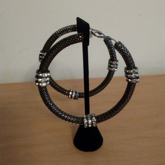 Gunmetal Python Hoops - Picture 2 of 4